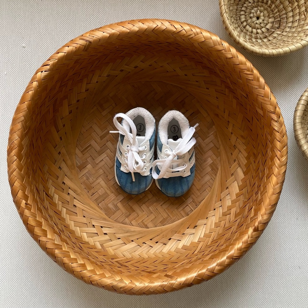 Vintage ‘Baby Boots’ Blue Kids Shoes with White Accents